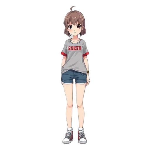 anime woman character, casual outfit