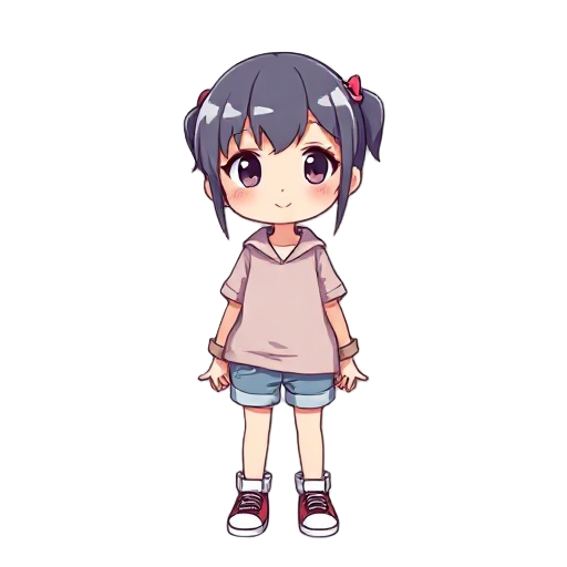 anime girl character, casual outfit, cute face