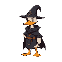 duck mage, with dark cloat and dark point hat