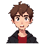 man, brown short hair, slightly messy hair, black jacket, red shirt, open mouth