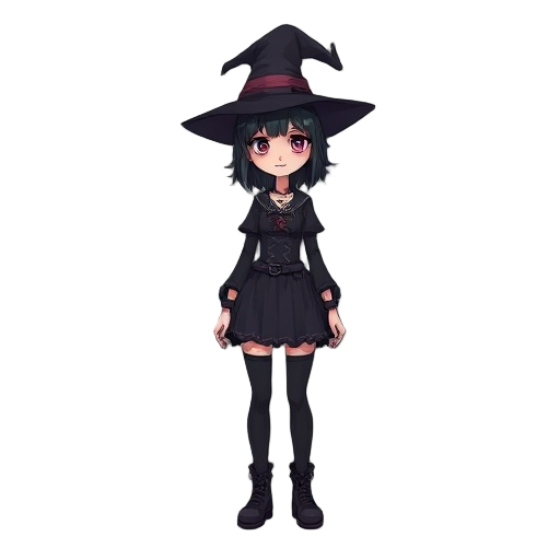urban gothic witch girl,  muted colors, realistic 