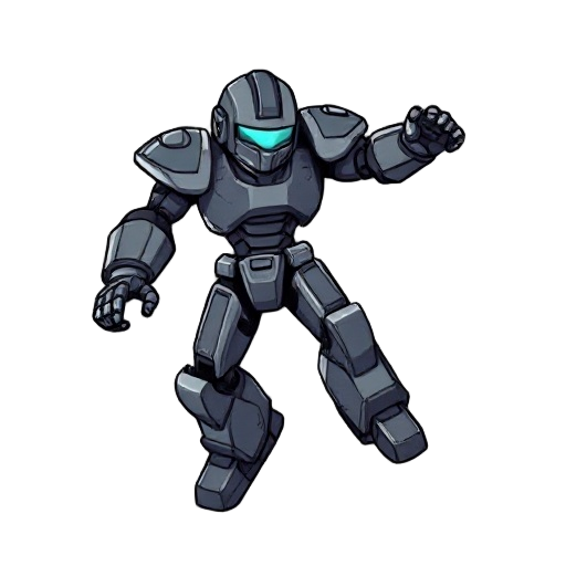 armored robot doing a spinning jump 16 bit