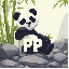 panda, bamboo, stones, text "pp"