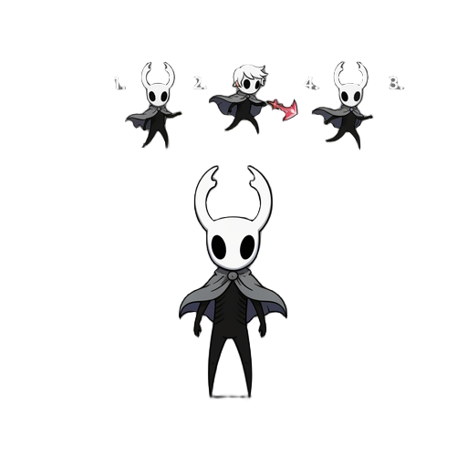 como en juegos tipo hollow knight, necesito saber  1. cómo quiero que luzca el niño  (color de pelo blanco, ropa un capa con capucha,  2. *quiero acciones como  (caminar, saltar, atacar, corra .) 3. ¿quiero que se vea  estilo hollow knight