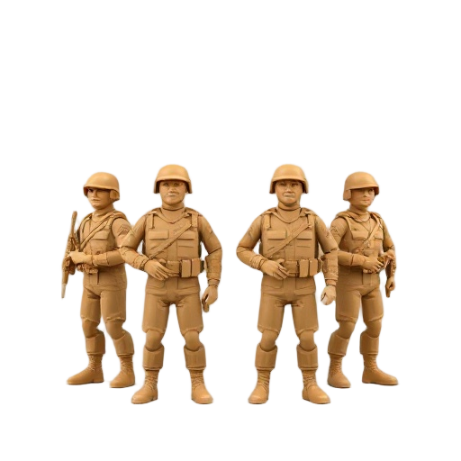 tan army men (plastic) in idle position