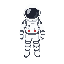 an astronaut with dark details in your clotches