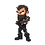 make a doom guy character from doom game with a gun in hand facing on the right side for 2d game