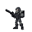 create a doom guy character from doom holding a gun . the character is facing on the right side