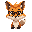 a fox with two earrings and glassees