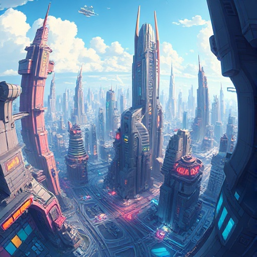  panoramic image of a futuristic city
