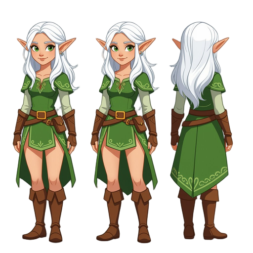 a female elf eith white hair