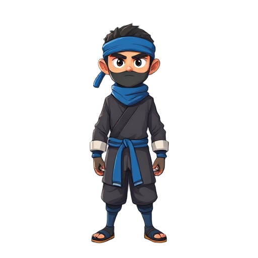 make a man wearing robs, having a ninja blue band on is head