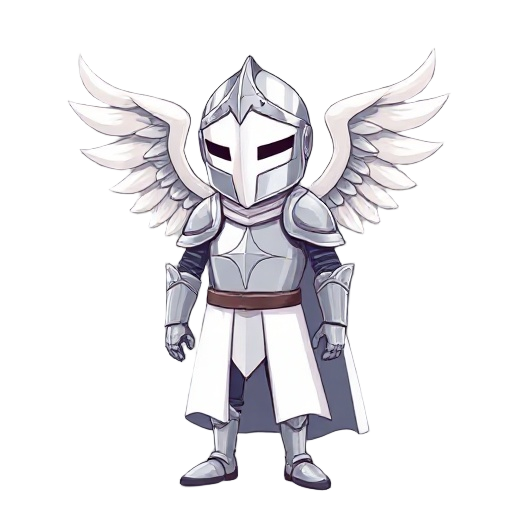  holy knight white coat, shiny knightly armor chestplate; his winged helmet cover 3/4 of his face, his body is slim