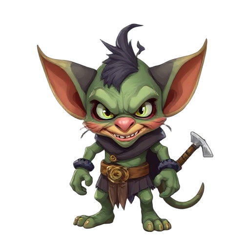 personaggio di un goblin cattivo e minaccioos