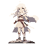 masterpiece, best quality, anime style, beautiful white-haired girl, silver eyes, light armor, twin daggers, short swords, hooded cloak fluttering in the wind, wanderer, rogue adventurer, standing on a cliff under a twilight sky, wind blowing her hair, so