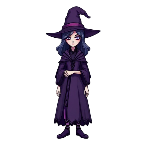 a gothic witch in purple 