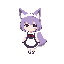 kitsune, girl, purple hair, chibi, cute, maid