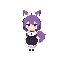 kitsune, girl, purple hair, chibi, cute, maid, simetric