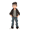simple standing man in street clothes