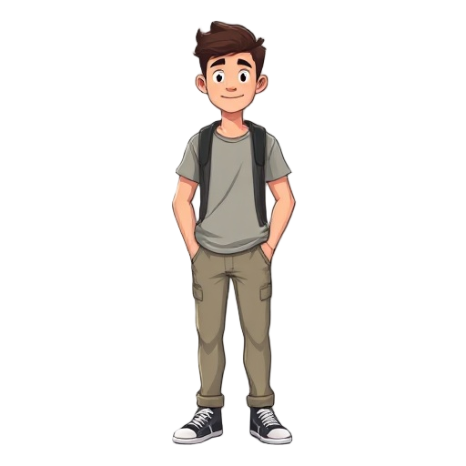 simple standing man in street clothes
