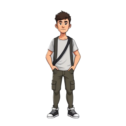 simple standing man in street clothes