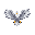 top-down art of a gray eagle with wings spread, flat top-down view, retro arcade style, no background