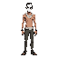 tall man with a white mask, skinny, dirty