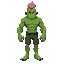 skinny hulk, green skin, ugly, pink hair, mohawk hairstyle