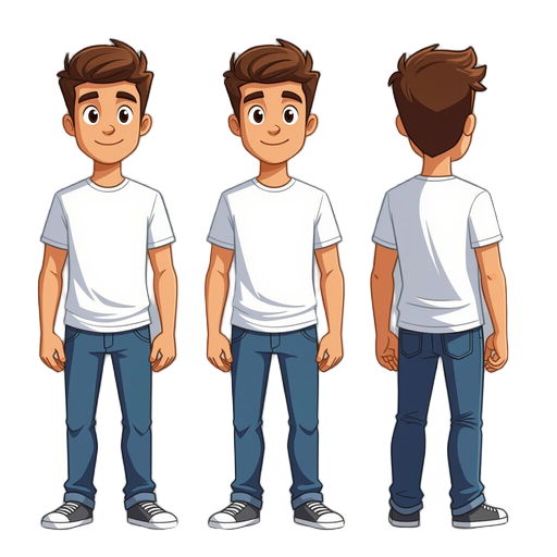 a regular guy wearing white t-shirts and jeans and snickers