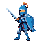 knight - blue armor, sword, walk+attack 