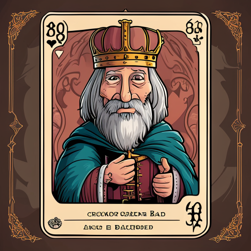 crie uma carta de baralho, a carta deve ter as dimensões de 69x93px. a carta é um rei. só desenhe o rei. estilo medieval com uma palea de cores sombria, arte no estilo inspirado em mike mignola