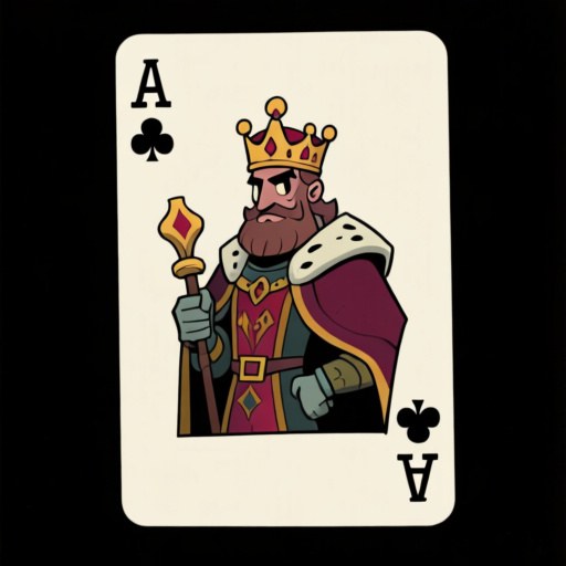 crie uma carta de baralho, a carta deve ter as dimensões de 69x93px. a carta é um rei. só desenhe o rei. estilo medieval com uma palea de cores sombria, arte no estilo inspirado em mike mignola