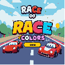 create a inicial menu for a game call race of colors, with cars, numbers and letters
