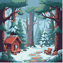 create a background 2d pixel for the options,the forest and christmas themes