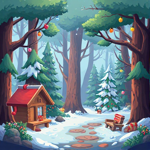create a background 2d pixel for the options,the forest and christmas themes