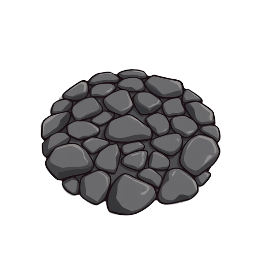 make a ground pebble tile out of black rocks in a medieval stye, minimal linework