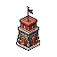 isometric 2d tower defense, vector-style hand-drawn, arrow tower, first-tier tower, wooden and stone details, small roof with banners, minimal clean lines, monochromatic palette with triadic color harmony, consistent light source and perspective, smooth s