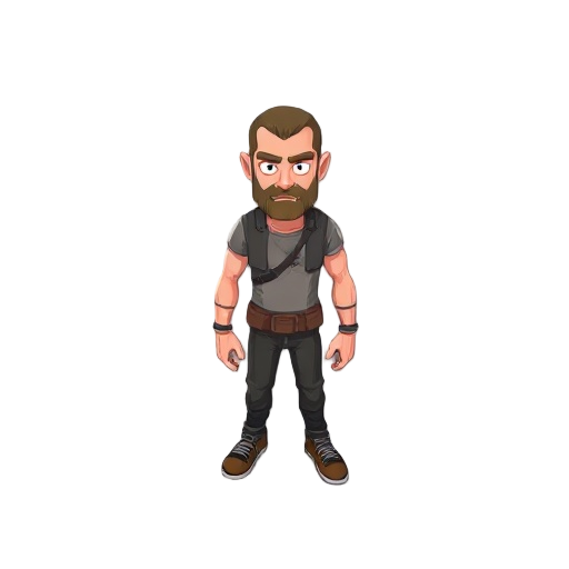estilo project zomboid magro e alto e só de cueca e careca