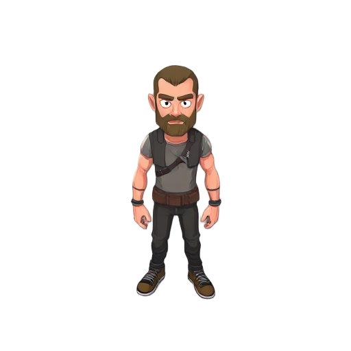 estilo project zomboid magro e alto e só de cueca e careca