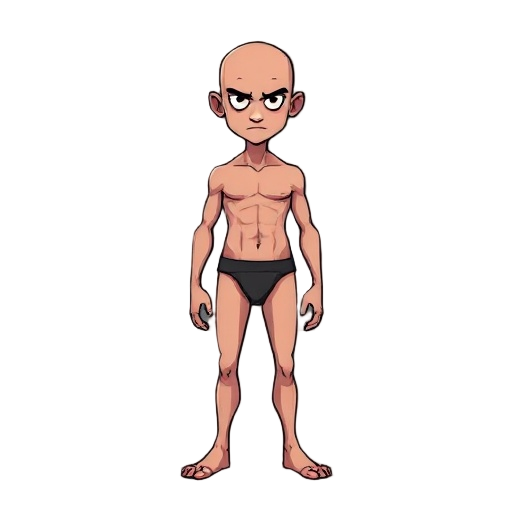project zomboid style, wearing only underwear and bald and 25 years onde.