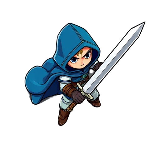 (herói estilo elden ring 2d) com uma capa azul cavaleiro e espada dosgastada