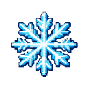 a solid ice crystal power-up sprite, shaped like a symmetrical snowflake with six branches. the interior is completely filled with icy blue and white colors, no transparent holes inside. shiny highlights on the edges to give a crystalline look. pixel art 