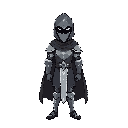 a knight with a cape like a mage