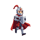 a knight with a cape resembling a magic knight with walking animations and also jumping animations