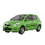 toyota yaris, model year 2003, color green. photographed from the side.