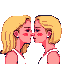 a sheet of sprites one girl kissing another.