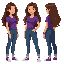 a modern girl with trousers and a purple watch long hair top down view