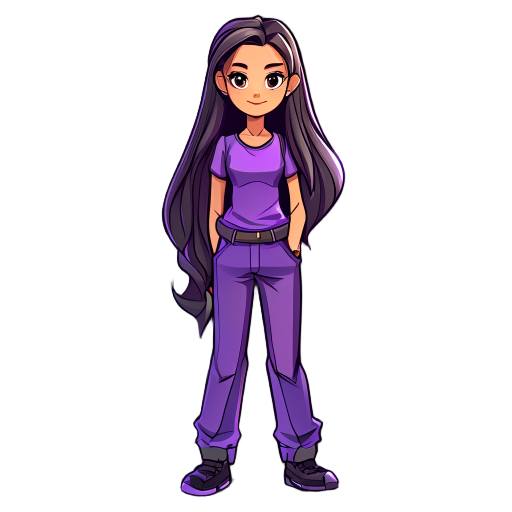 a modern girl with trousers and a purple watch long hair top down view