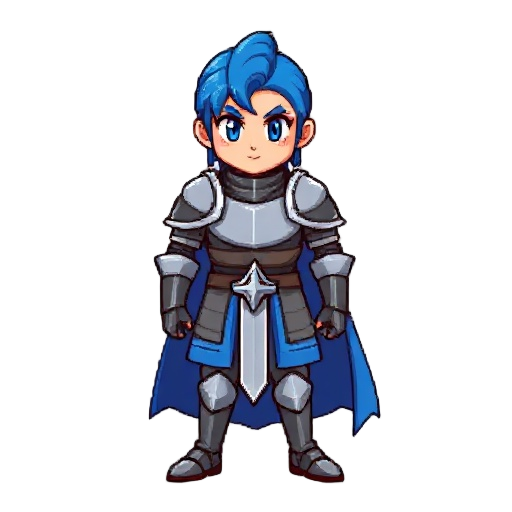 knight blue hair snes pixel