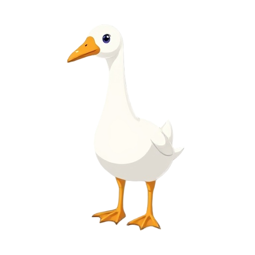 can you create a pokemon like creature that is a goose. the design is simplistic and the main color is white with yellow legs